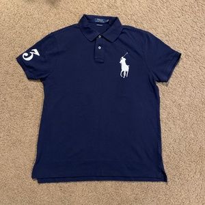 (New) Polo Ralph Lauren Custom Slim Fit Bog Pony Polo Shirt (Navy, size L)